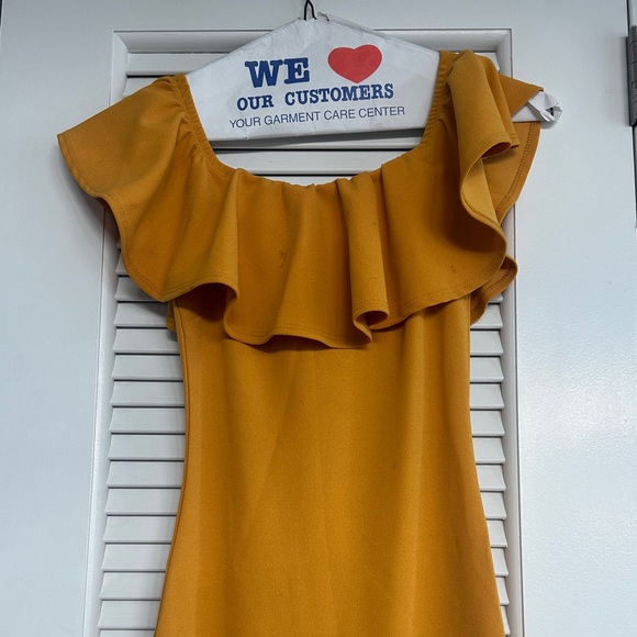 Fashion Nova Mustard One Shoulder Dress - Picture 6 of 8
